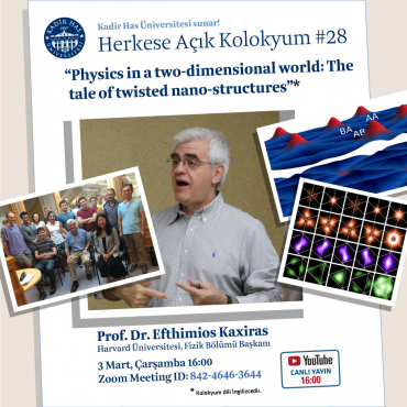 Herkese Açık Online Kolokyuma Prof. Dr. Efthimios Kaxiras Konuk Oluyor