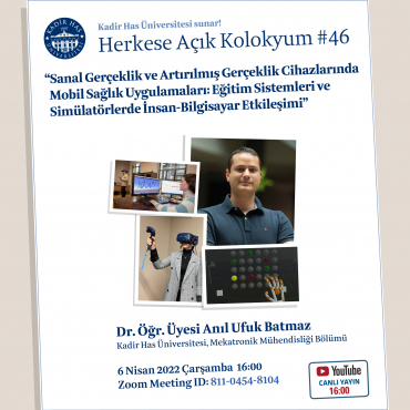 Asst. Prof. Anıl Ufuk Batmaz to be the Guest of Public Online Colloquium