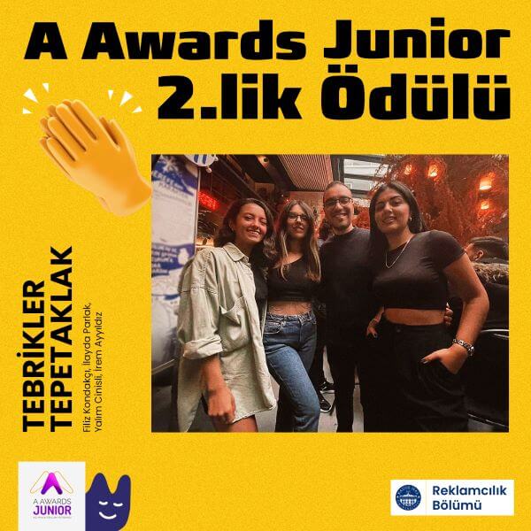 Reklamcılık Öğrencilerimize A Awards Junior'dan İkincilik Ödülü