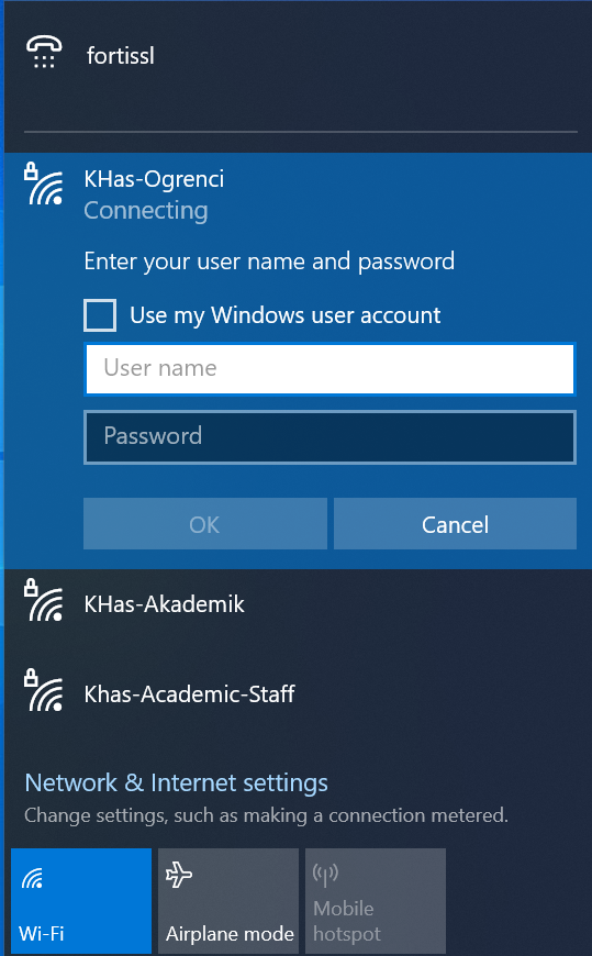 Windows step 2 – Credentials