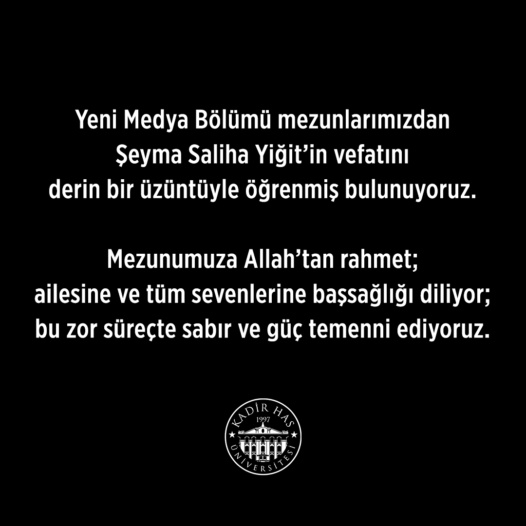 Başsağlığı Mesajı - Şeyma Saliha Yiğit